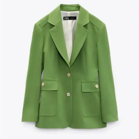 Zara green patch pocket blazer - Picture 6 of 7